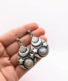 Silver Plated Earrings with Polymer Clay Gemstones
