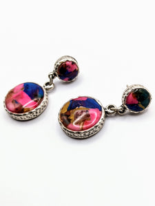 Silver Plated Earrings with Polymer Clay Gemstones