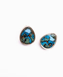 Silver Plated Stud Earrings with Polymer Clay Inlay