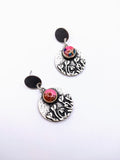 Silver Plated Earrings with Polymer Clay Inlay