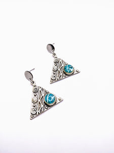 Silver Plated Earrings with Polymer Clay Inlay