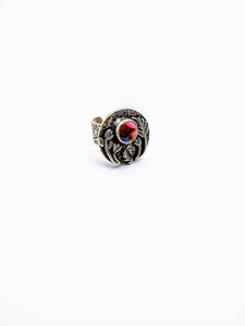 Silver Plated with Polymer Clay Gemstones Statement Ring