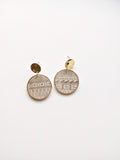 Gold Coin Tribal Print Earrings~ Round