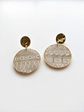 Gold Coin Tribal Print Earrings~ Round