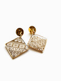 Gold Coin Tribal Print Earrings~ Diamond