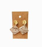 Gold Coin Tribal Print Earrings~ Diamond